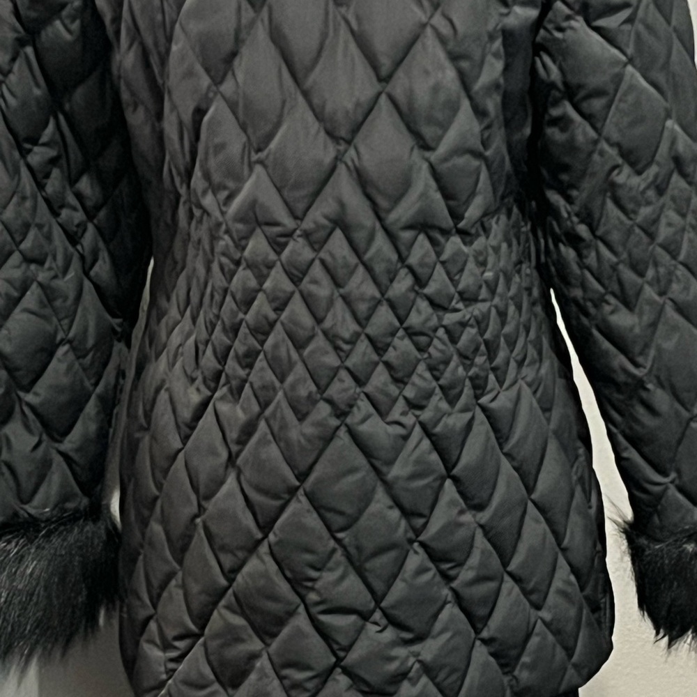 Marvin Richards Black Puffer Mid-Length Coat/Jacket with faux fur. Sz L - Picture 4 of 16